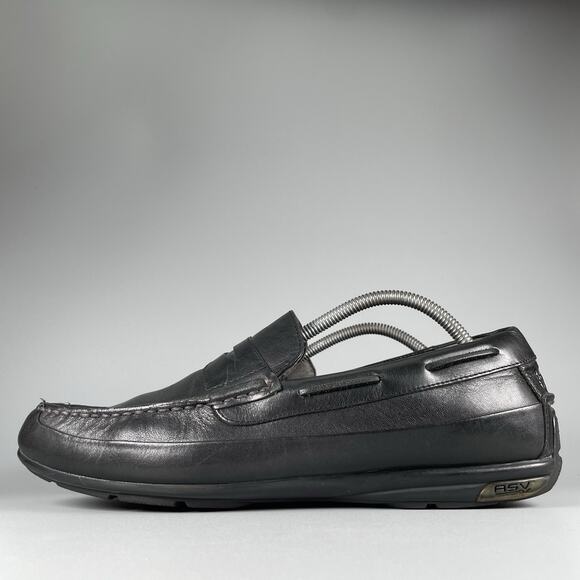 Sperry Gold Cup Mens 11 M Black Leather Slip On Driving Penny Loafers Casual GUC - Picture 1 of 9